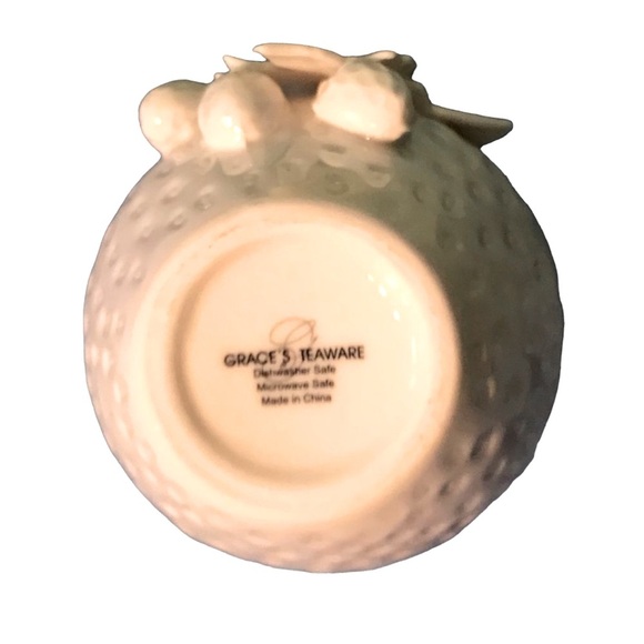 Vintage Graces Teaware White Bisque Porcelain Sculpted Strawberry Cream & Sugar - Picture 7 of 15